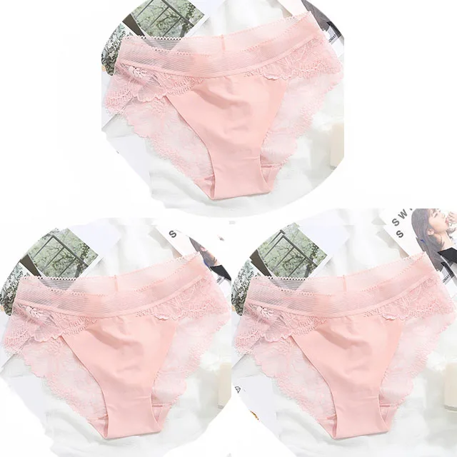 NK01-3PCS Женские трусы больших размеров Женские трусики Комфорт Белье Кружевное белье Трусы Ice Silk выдалбливают сексуальное женское белье calcinha - Цвет: NK01-3PCS