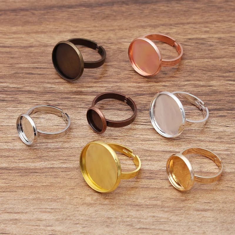 10pcs Adjustable Blank Ring Base Accessories Fit 10mm-20mm Glass Cabochons Cameo Settings DIY Jewelry Findings | Украшения и