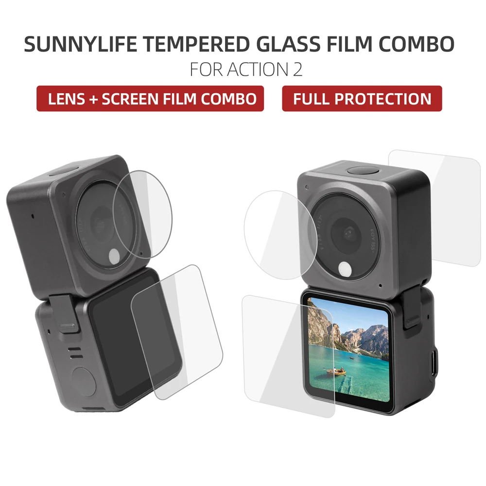

Tempered Glass Film Combo Screen HD Protective Film Lens Case Full Coverage for DJI OSMO Action 2 Dual Screen Combo Camera