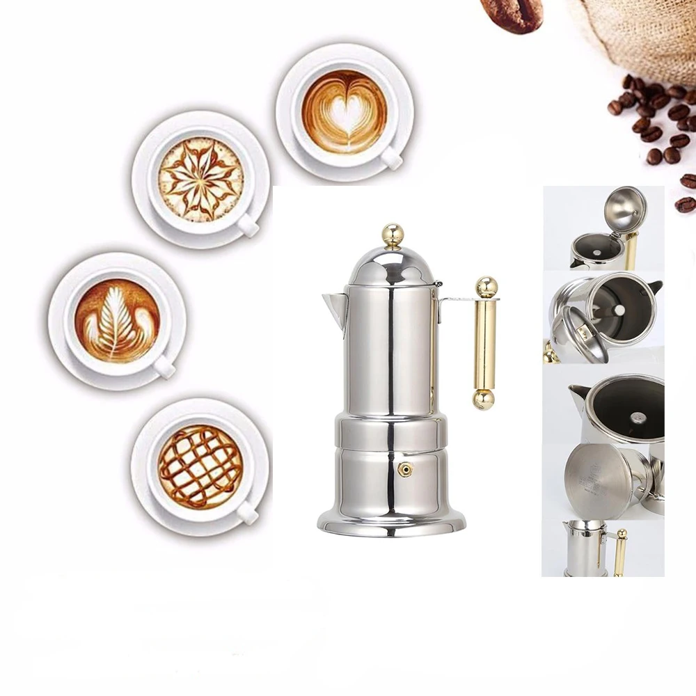 200 мл кофейник из нержавеющей стали Moka Кофеварка чайник Mocha плита фильтр Percolator