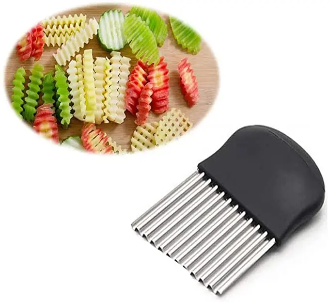 

2PACK Stainless Steel Wavy French Fries Cutter Potato Chips Making Peeler Cutter Vegetable Kitchen Knive Fruit Tool Knife
