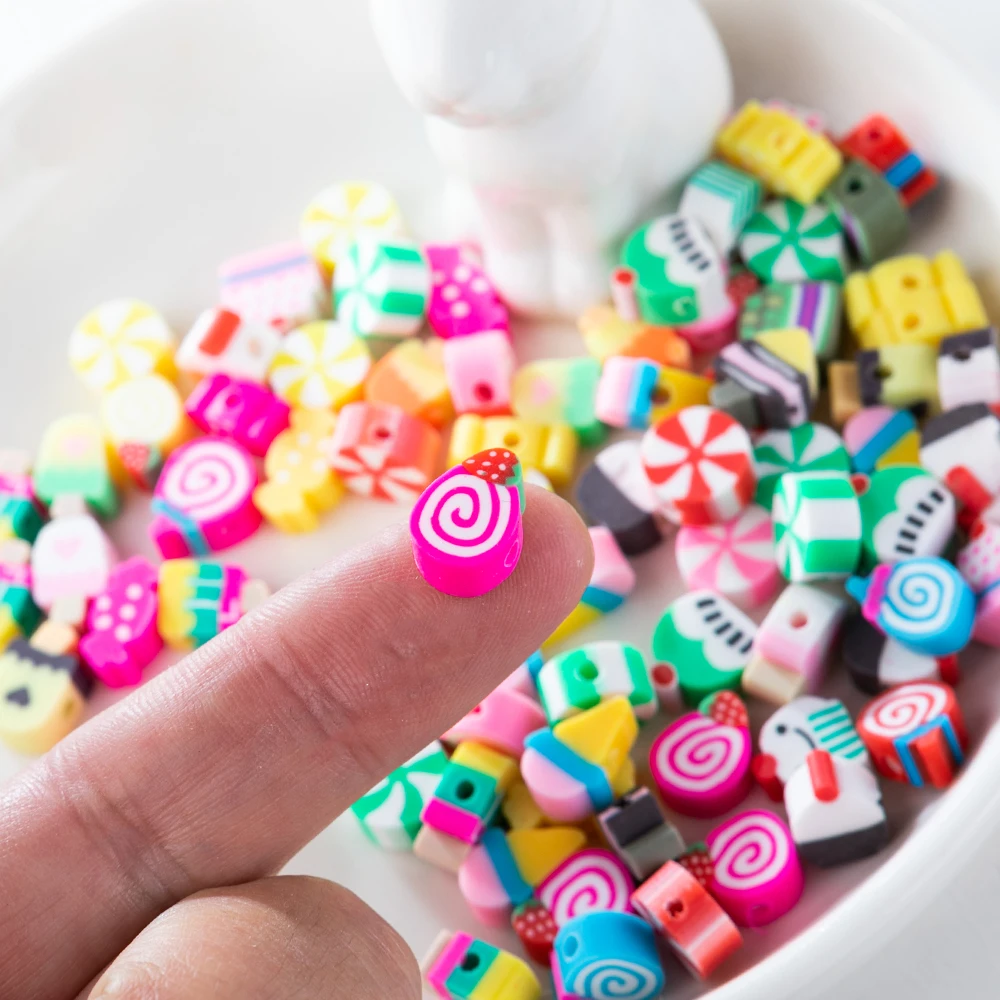 50 шт./лот с украшением из цветов смайлик животных Полимерная глина Spacer Бусины для