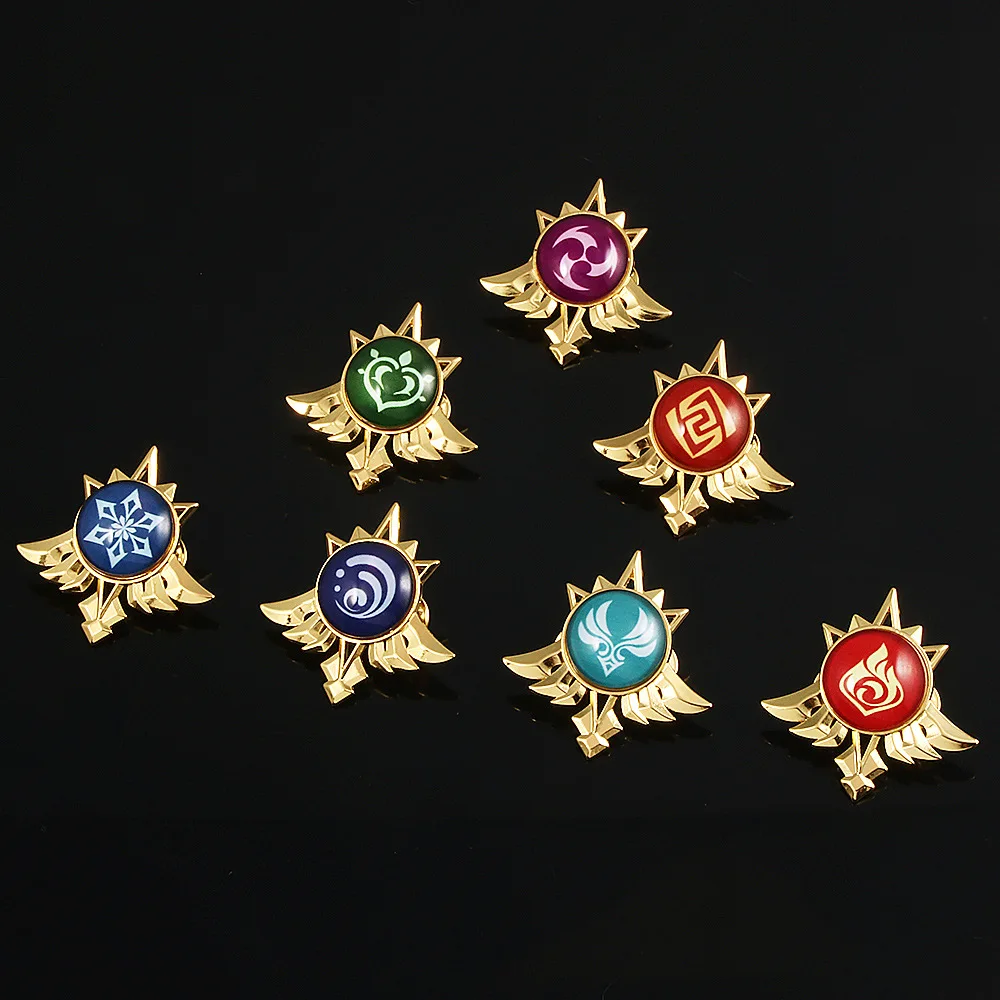 Броши Game Genshin с ударными глазами Бога мондштатта светящиеся броши 7 элементов