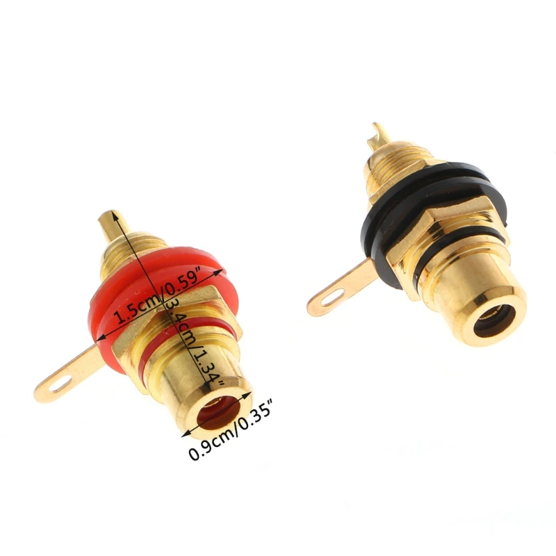 

1Pair RCA Female Socket Connector Chassis Panel Mount Adapter Audio Terminal Plug