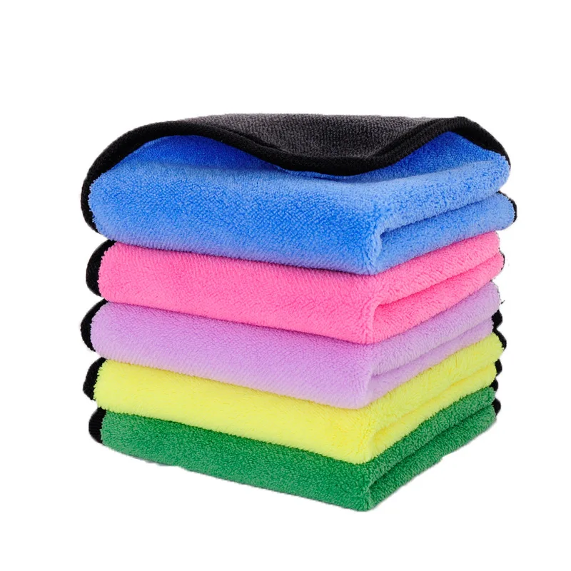 

30×60CM Microfiber Car Cleaning Towel Efficient Absorbent Hemming Car Cleaning Drying Cloth Detailing Double-Faced Plush Towels