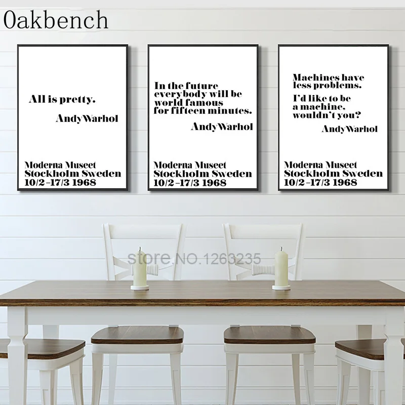 Плакаты и принты на холсте Энди Уорхол Постер в скандинавском стиле с цитатами