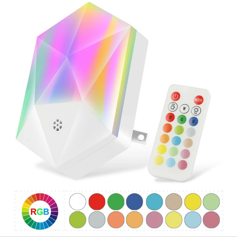 

RGB/теплый белый ночсветильник с пультом дистанционного управления, 16 цветов