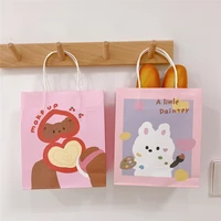 Kawaii Cartoon Print Paper Shipping Bags Knot Bow Cute Christmas Gift Bags Japan Korea Style Fashion Tote Bag Pouch For Girls