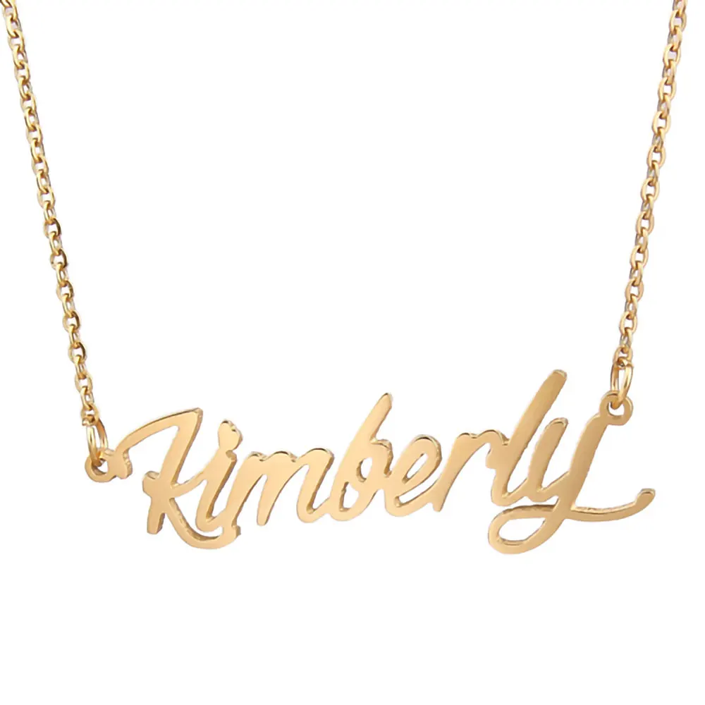 

Kimberly Nameplate Necklace for Women Stainless Steel Jewelry Gold Plated Name Chain Pendant Femme Mothers Friends Gift