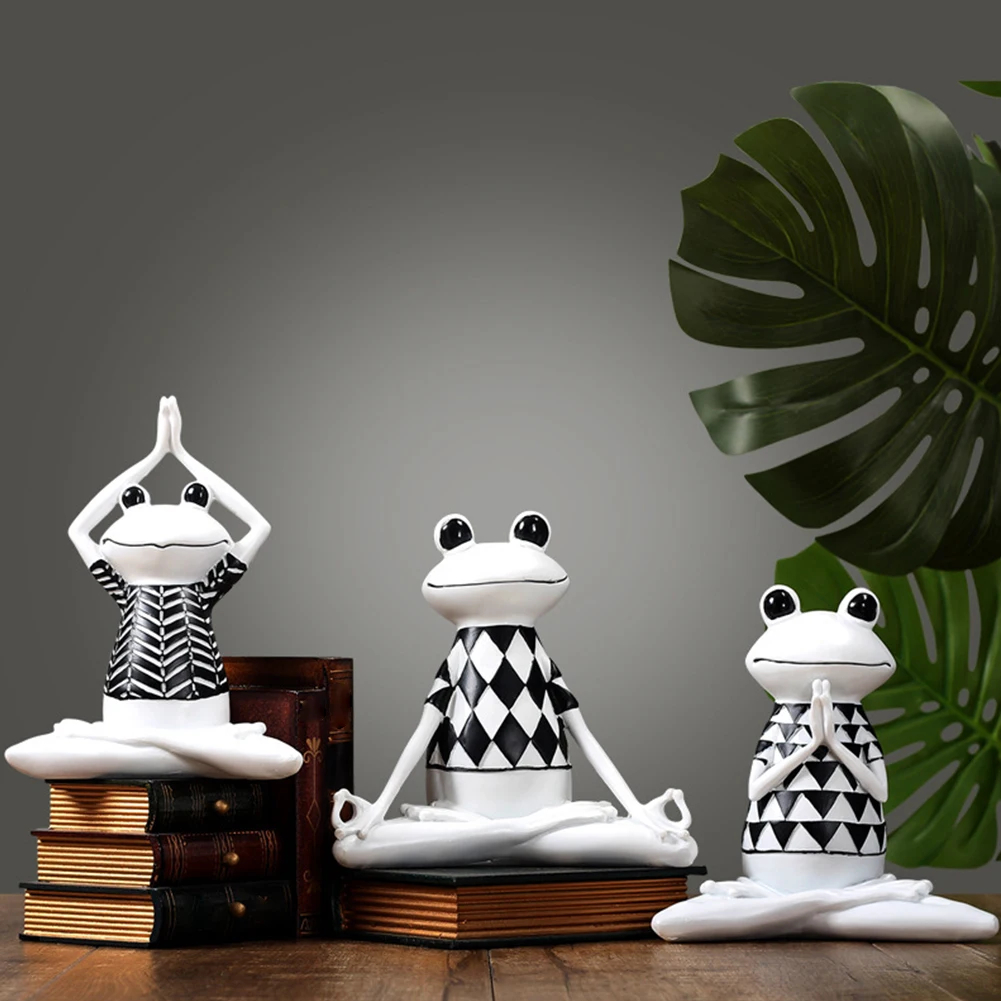 

Crafts Yoga Frog Figurine Statue Cute Home Decoration Animal Garden Nordic Style Resin Accessories Office Store Porch Gift