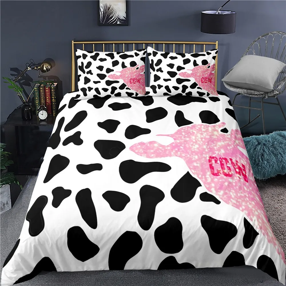 

2/3 Pieces Cartoon Cows Bedding Set 3D Print Animal Texture Duvet Cover For Bedroom Bed Cover Set For Kids Adult Bed Quilt Cover