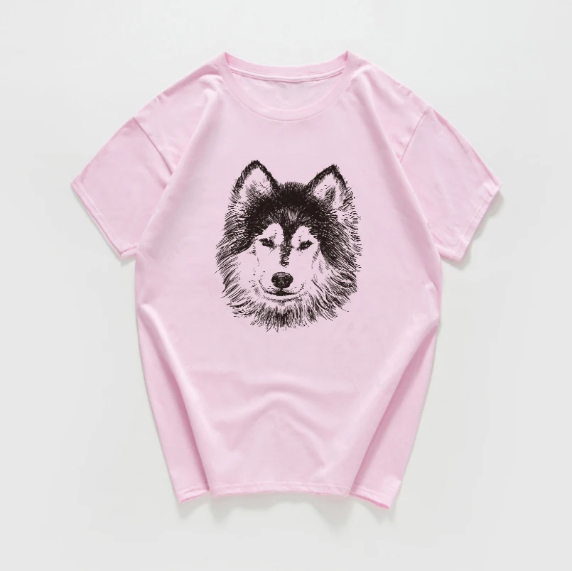 

wolf printting funny t Shirt women Cotton Tops Casual vintage Loose T-shirts women Style tshirt casual streetwear cool Harajuk