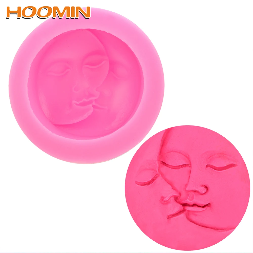 HOOMIN DIY Fondant (сахарная) форма для шоколадного мыла круглой Форма Sun Moon лица формы