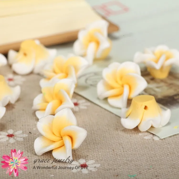 20 шт./лот 18 мм Fimo Полимерная глина искусственный Плюмерия цветок бусины Diy серьги браслет ожерелье Гавайи ювелирных изделий Аксессуары