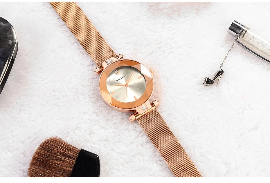 MEGIR роскошные женские часы Reloj Mujer синие сетчатые часы из нержавеющей стали элегантные женские часы-браслет женские часы