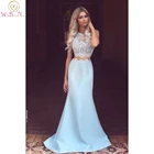 Элегантные длинные вечерние платья для выпускного вечера, модель 2022 из двух предметов, детское синее официальное вечернее платье без рукавов, платье для прогулок