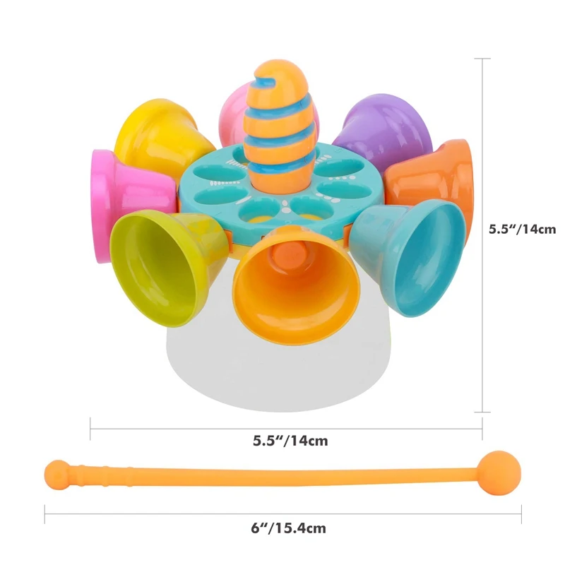 

Rotatable Spinning Metal Hand Musical Bells 8 Note Diatonic Toddler Instruments Early Age Music Learning Toy for Kids