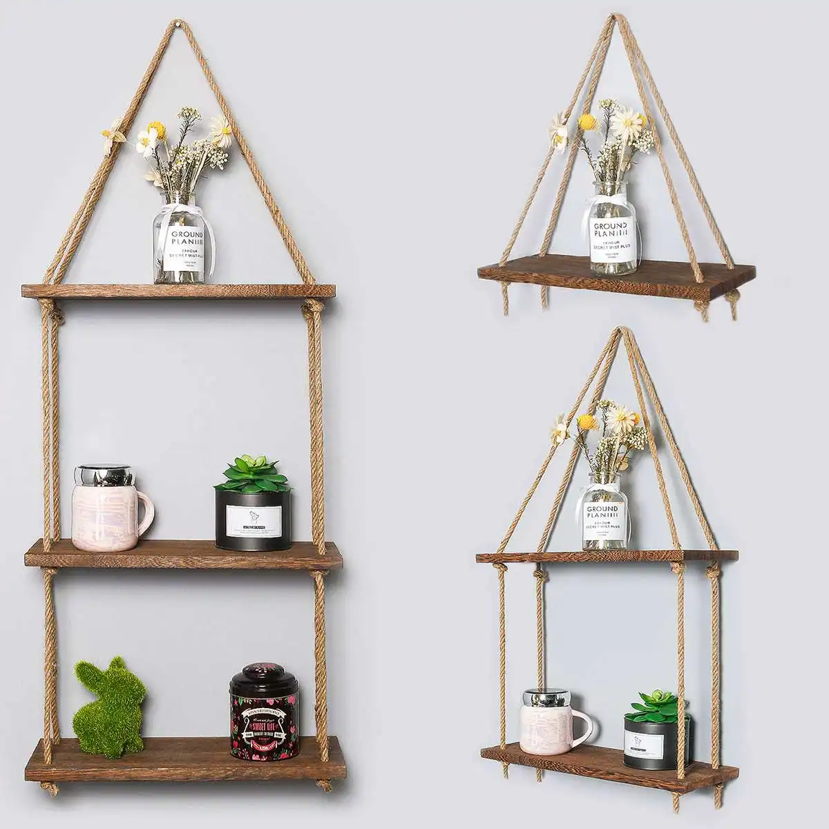 Деревянная настенная полка для цветочных горшков хранения декоративная