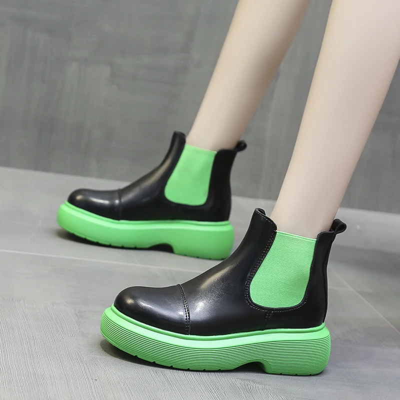 Демисезонные женские ботильоны на платформе в британском стиле повседневные
