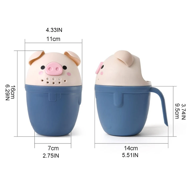 

Piggy Shower Cup Durable Water Toy Cartoon Shower Head for Baby Mold Free K3NE