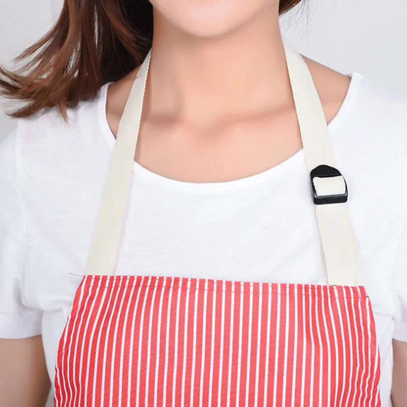 

Cooking Kitchen Striped Apron Women Home Gardening Pocket Erasable Hand Apron