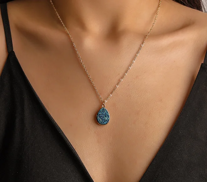 Collier Femme Charm Drop shape Stone Necklaces &amp Pendants for Women Crystal Bud Necklace Fashion Jewelry Kolye Collares | Украшения и