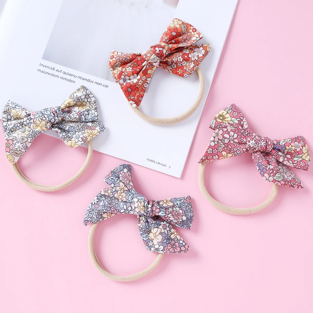 

Baby Bows Headbands Girls Diy Print Floral Elastic Hair Bands For Children Thin Nylon Girl Headband Kids Hair Accessories Summer