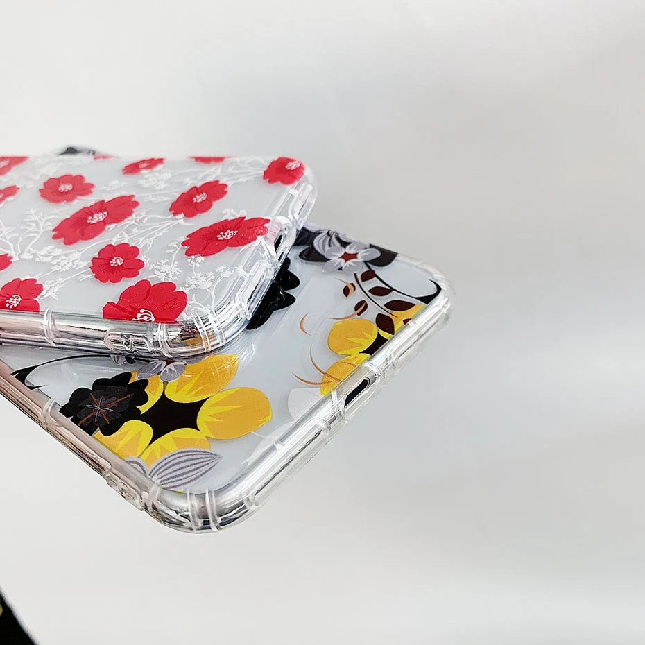 Роскошный прозрачный чехол для iphone x xr 7 8 plus 6 6s xs max Мягкий ТПУ красный желтый с