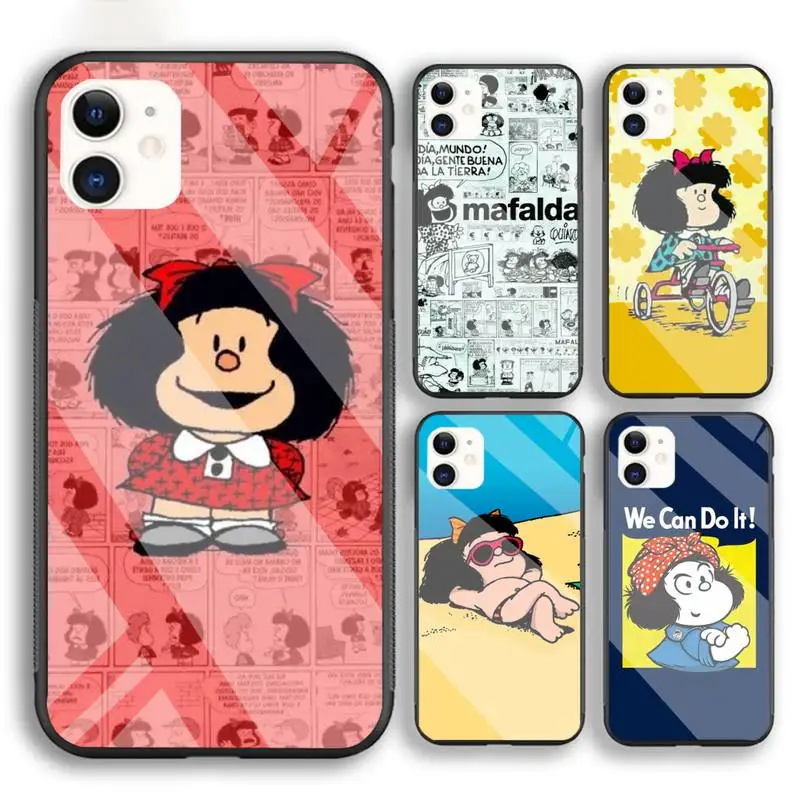 

Cartoon Hot Mafalda Phone Case For Iphone 6 6s 7 8 Plus XR X XS XSmax 11 12 Pro Mini Max Tempered Glass