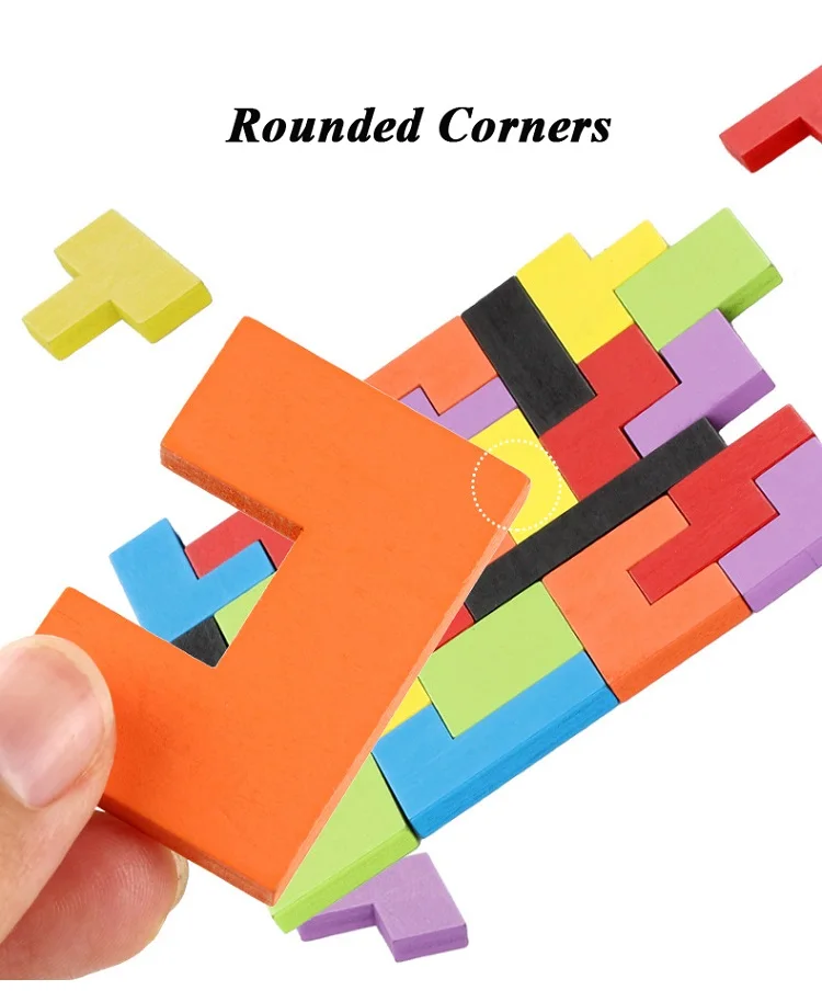 3D Colorf Деревянные Пазлы настольные Игрушки Tangram головоломка Пазлы для детей тетрис игра Развивающие игрушки для малышей деревянный подарок
