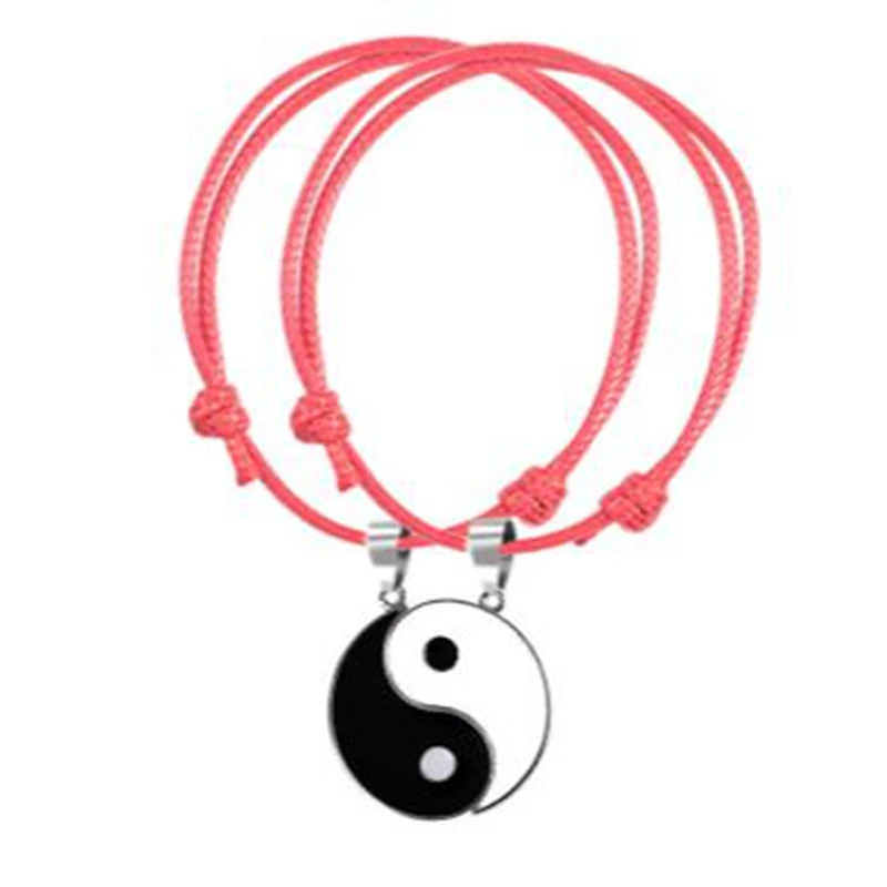 2 шт./лот эмалевое ожерелье Tai Chi Yin Yang подвеска парный чокер регулируемый браслет