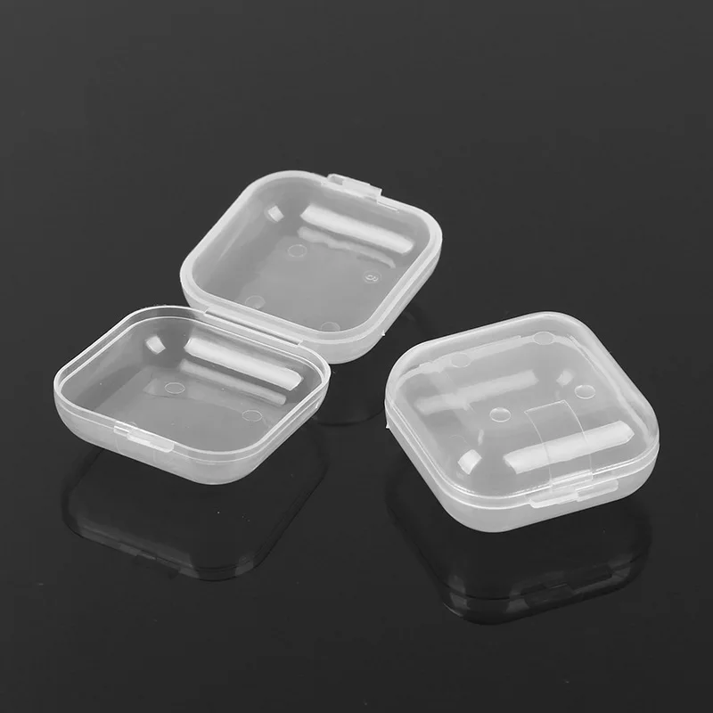 

Mini Earplug Storage Box Portable Plastic Transparent Small Square Box With Cover For Earrings Jewelry Sundries Storage Accessor