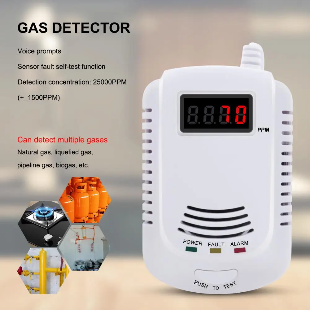 

Home Standalone Plug-In Combustible Gas Detector LPG Gas Leak Alarm Sensor Voice Warning