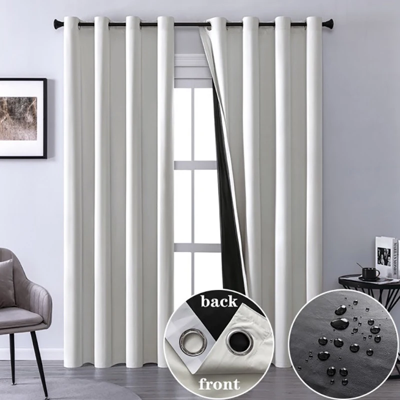 

XUNTUO 100% Blackout Blinds Curtains for Living Room Bedroom Solid Color Outdoor Waterproof Window Treatments Curtains Custome