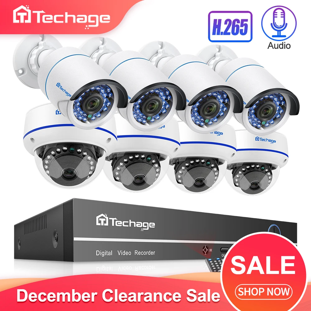 H.265 8CH 1080P HDMI POE NVR комплект до 16CH CCTV системы 2MP Крытый открытый аудио купольная ip-камера комплект видеонаблюдения