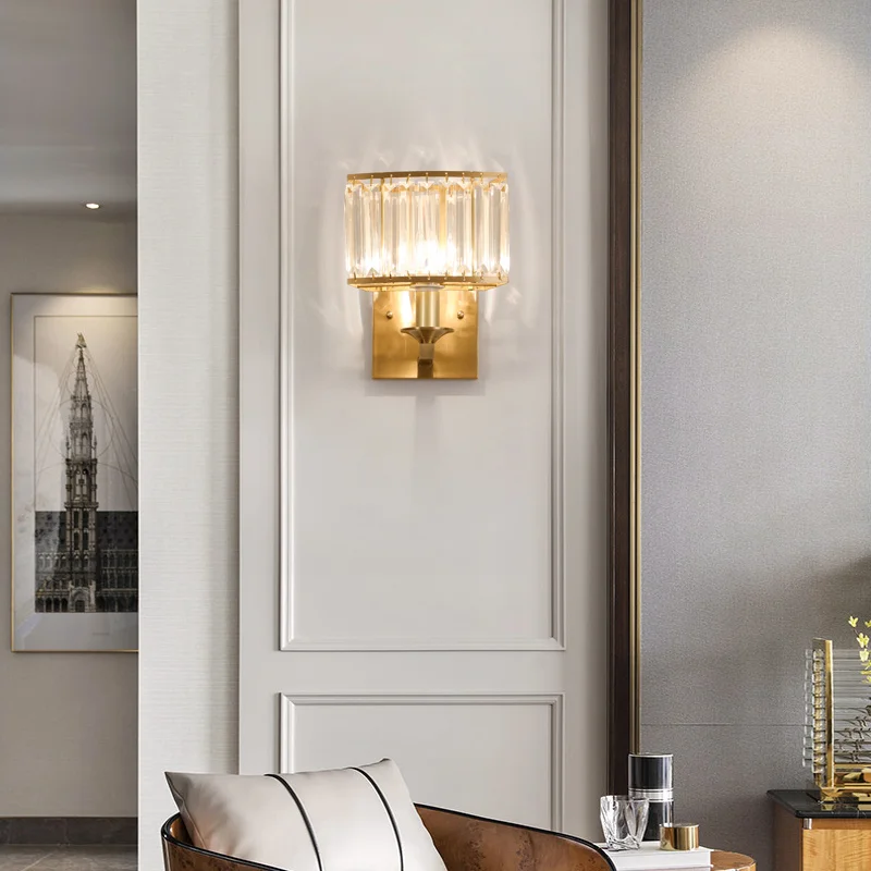 FKL Современная медная настенная лампа для гостиной спальни прикроватная ТВ