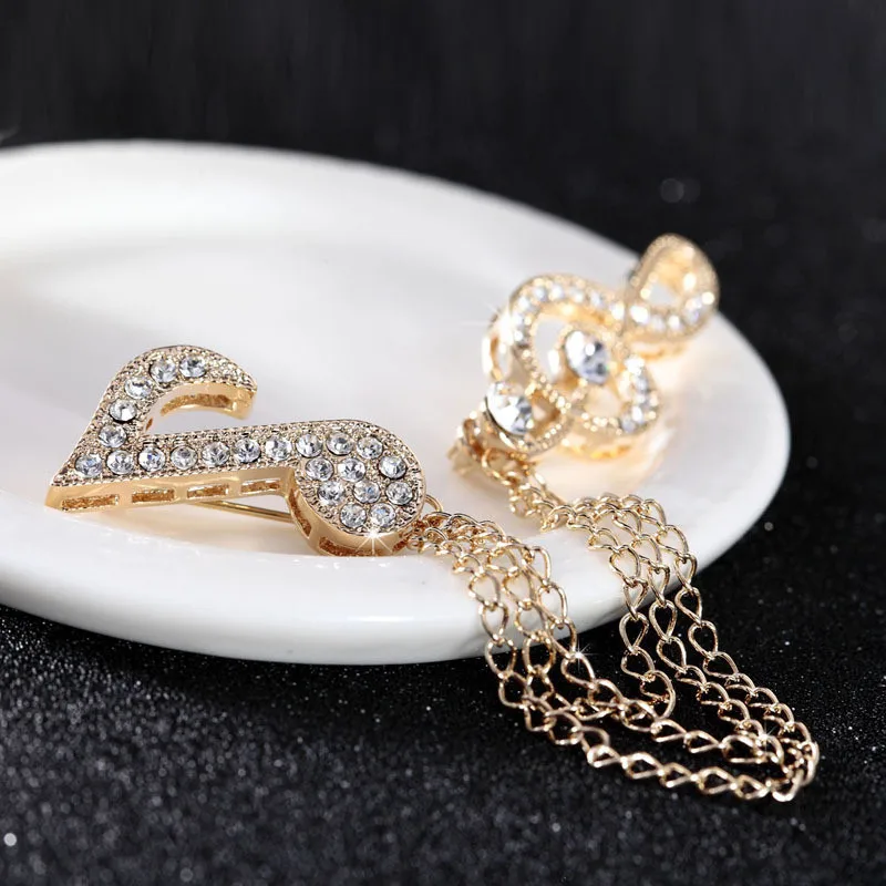 Роскошные Броши с кристаллами в виде музыкальных нот булавка для женщин и мужчин