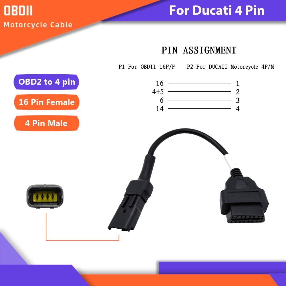 Кабель OBD2 для диагностики мотоцикла Honda 6Pin Suzuki KAWASAKI Ducadi 4Pin Yamaha 3Pin KYMCO |