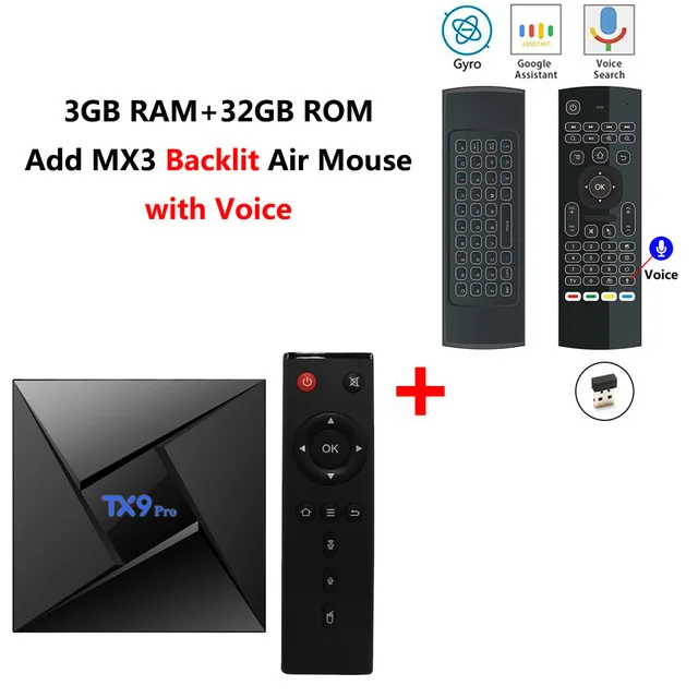 3G32G MX3 ТВ-приставка TX9 Pro Amlogic S912 Android 7,1 2/3GB 16/32GB Octa Core 2,4G/5G WiFi Bluetooth 4,1 100M 4K HD медиаплеер телеприставка - Цвет: 3G32G MX3