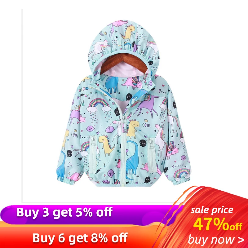 Unicorn Girls куртки Baby Girl Boy Одежда Весна Дети С Длинным Рукавом Печати Unicorn С Капюшоном Пальто Верхняя Одежда Топы Детское Пальто