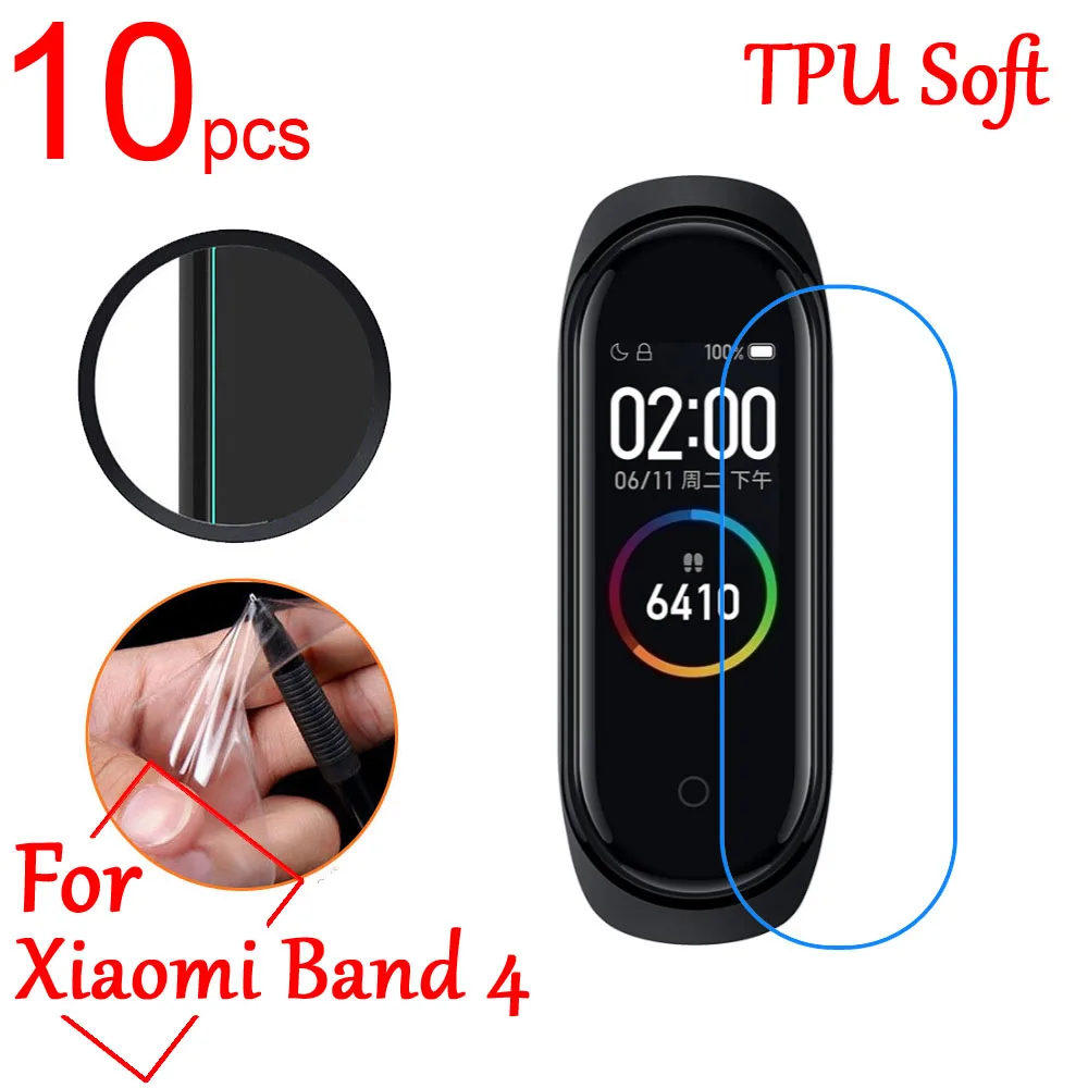 

10 шт. ультрапрозрачный Мягкий защитный чехол из ТПУ на весь экран для Xiaomi Mi Band 4 спортивные умные наручные часы GPS пленка с пульсометром