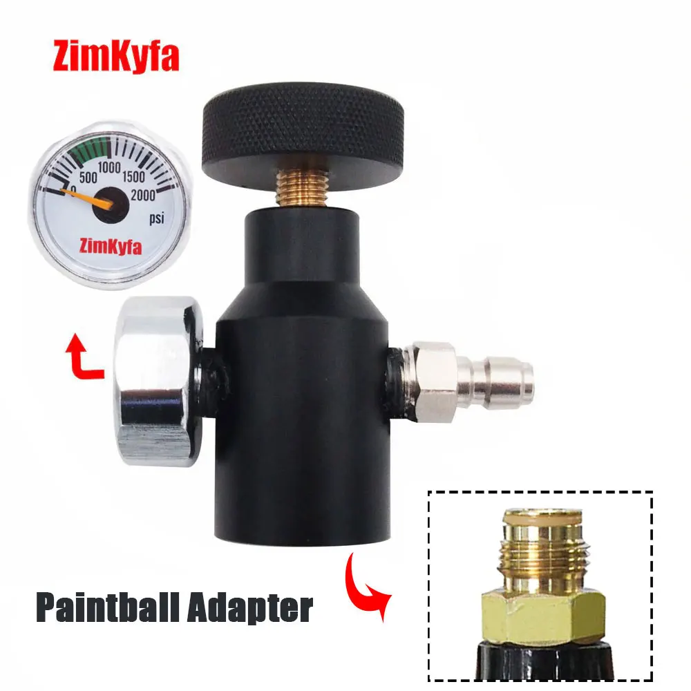

New Paintball CO2 HPA Adapter Compress Air Regulator Fill Station Remote On/Off ASA adapter with 2000PSI Gauge