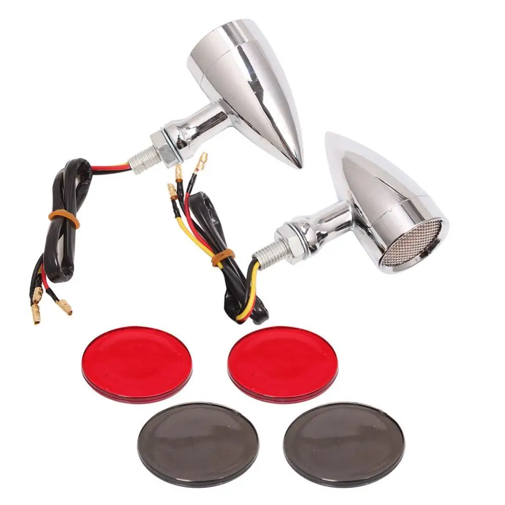 Мотоцикл Кафе Racer Bullet LED указатель поворота Стоп-сигнал сетчатый объектив