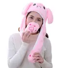 Животного с рисунком героев из мультфильмов для девочек, в форме единорога шапка зимние женские головные уборы плюшевые движущиеся с кроличьими ушами на капюшоне, детская шапка Забавный Подарок для ребенка