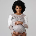 Новое поступление роскошное Тюлевое платье с бусинами и бриллиантами для беременных женщин сексуальный костюм с длинным рукавом для фотосессии ЮАР наряды для конкурса