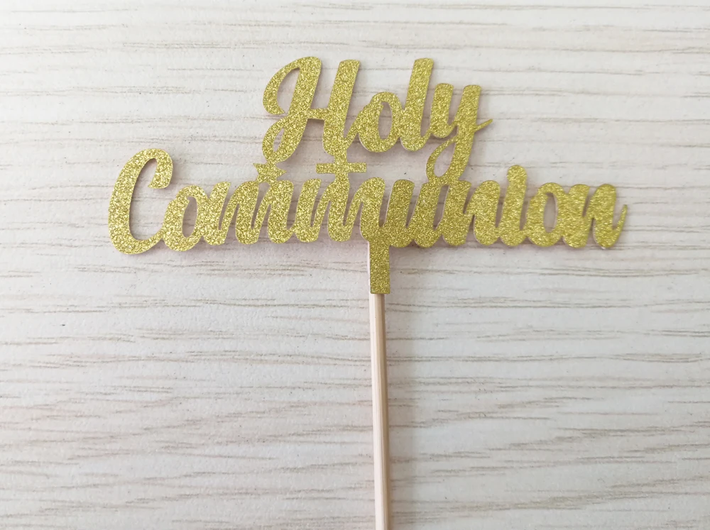 20 штук Золотой Серебряный Primera Comunion украшения для кексов, Первое Святое Причастие вечерние украшение для торта Топпер