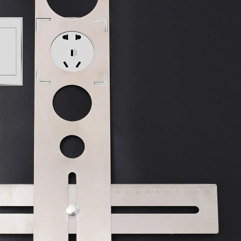 

Stainless Steel Ceramic Tile Hole Locator Ruler Adjustable Punching Hand Tool for House Decorated Work Multi-Functional Ruler