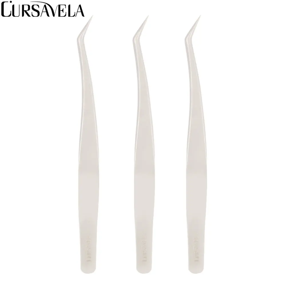

CURSAVELA 1 шт. удлинитель ресниц Пинцет прямой/Балочные установки изогнутой острым Анти-статический Точность Пинцет объем индивидуальных ресн...