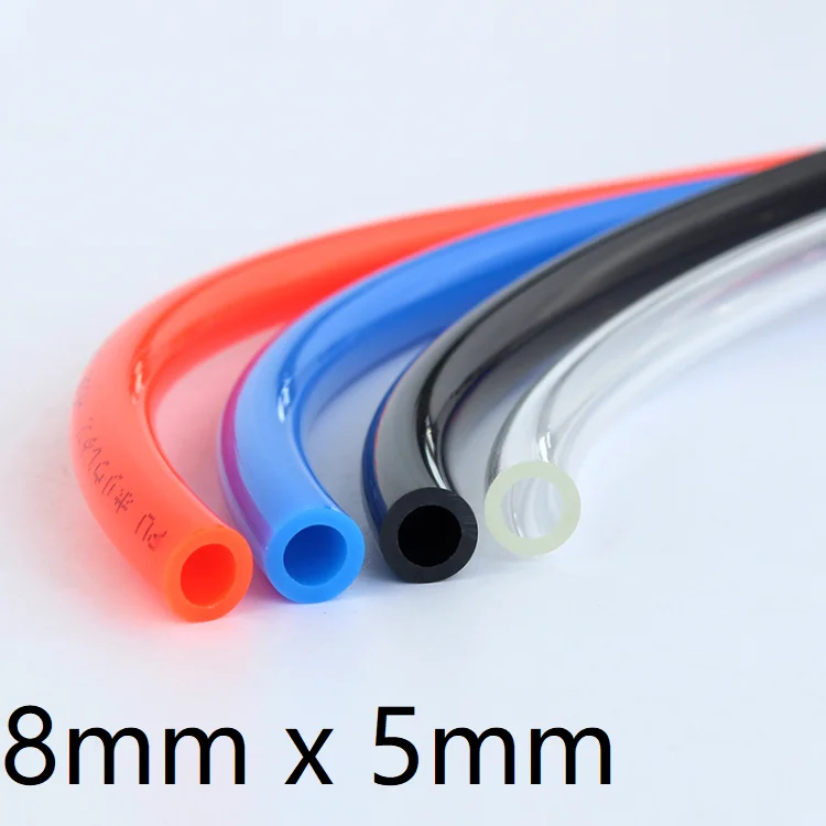 

PU Tube OD 8mm x 5mm ID Pneumatic Component Parts Connector Hose Compressed Water Gas Pipe Transparent Blue Red Black 1M