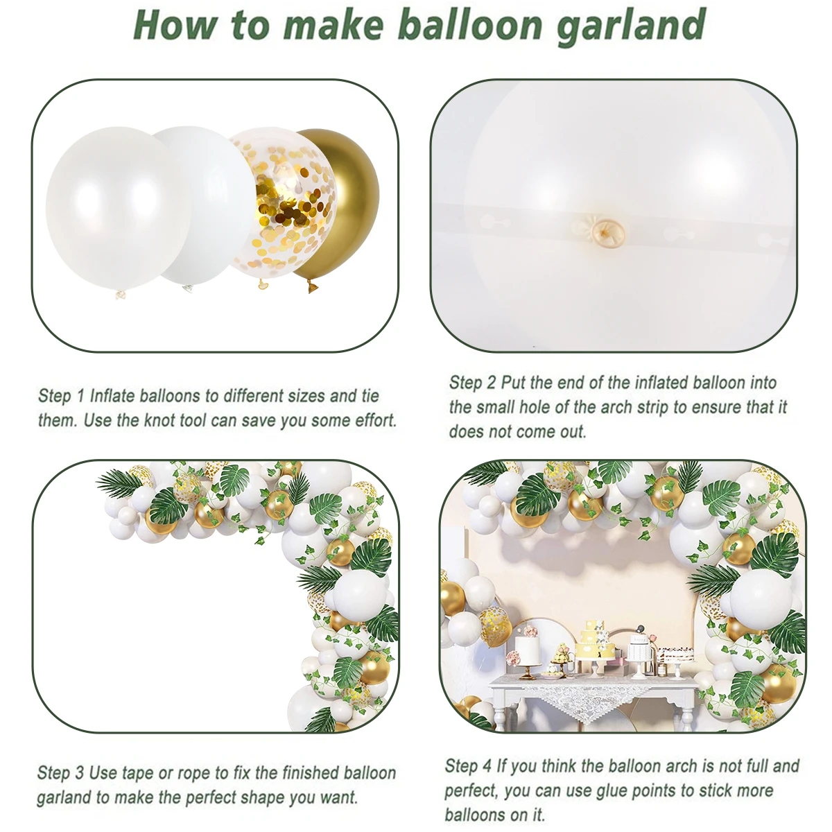 

White Gold Balloon Garland Arch Kit Wedding Birthday Balloon Birthday Party Decor Kids Baby Shower Latex Balloon Decoration